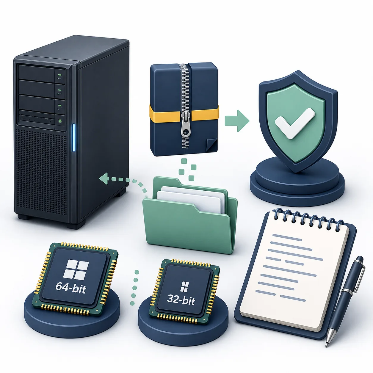 Illustrazione concettuale di un archivio server, scelte di architettura e scudo di verifica per la configurazione RAMMap